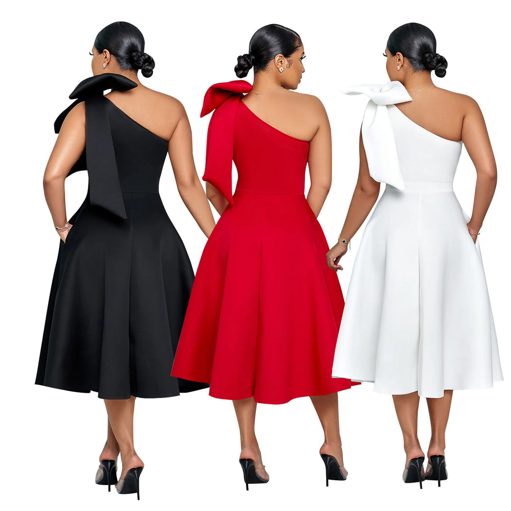 C7011 cross-border   independent station fashion women's solid color sexy formal dress new