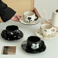 High-style ceramic hand-painted coffee cup and saucer set, breakfast mug, ceramic mug with handle, perfect for home use or as a gift