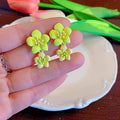 Zhao lusi's same style earrings green flower earrings earrings earrings 2026 spring and summer new arrival small fresh jewelry for women