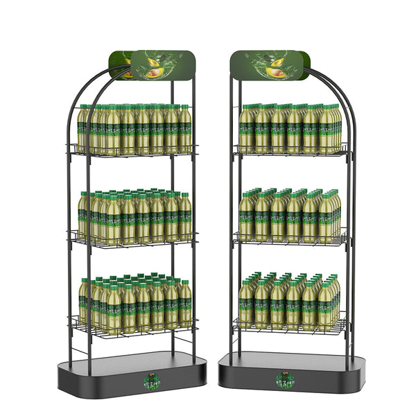 OEM/ODM Beverage Display Rack Made of Sparkling Water Juice Milk Rack Custom Size Commercial Beverage Rack