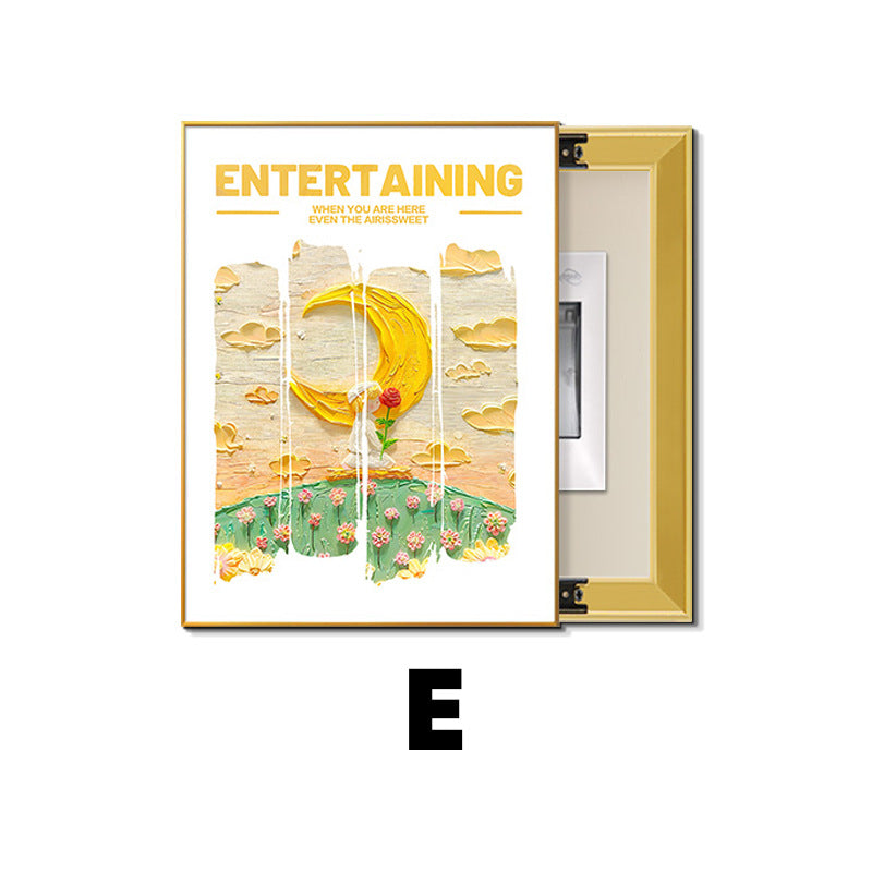 French Cream Wind Meter Box Decorative Painting Pink Vertical Moon Abstract Flower Advanced Inductor Box Block Painting