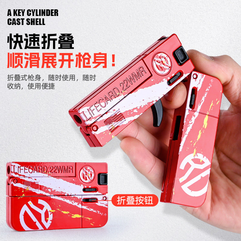 New life card ii adult trendy foldable all-alloy card gun toy - soft bullet gun for boys