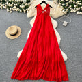 Tea break frenchsense of design tie back square collar small flying sleeves waist backless straps slimming lookelegant gentle wind dress
