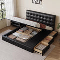 Source factory cream style leather bed small apartment master bedroom double bed with thin bedside black storage leather bed