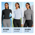 Jinke fall and winter stand-up collar yoga clothes running slimming looklong sleeves half-zip sports tops women's silm elastic fitness clothes
