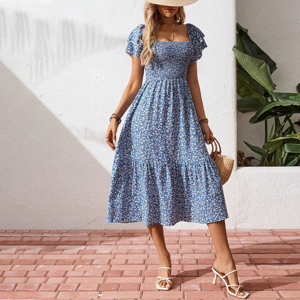 tk cross-border women's bohemian chic summer dress - floral maxi dress for beach vacations