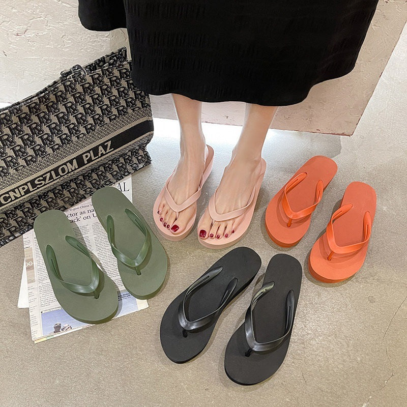 2026 summer new women's outdoor slides, platform beach sandals, summer thick-soled height-increasing flip-flops, fashionable beachwear