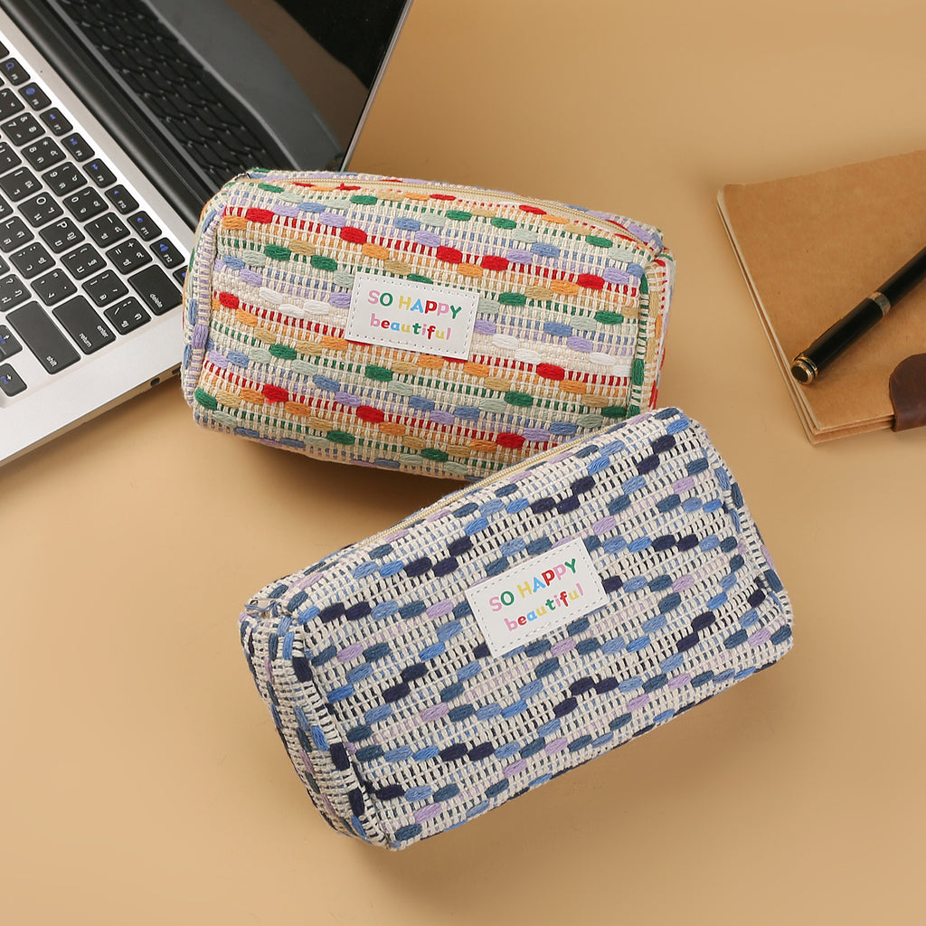 New cute cartoon strawberry cake pencil case versatile girl heart stationery storage bag large capacity pen ruler stationery box