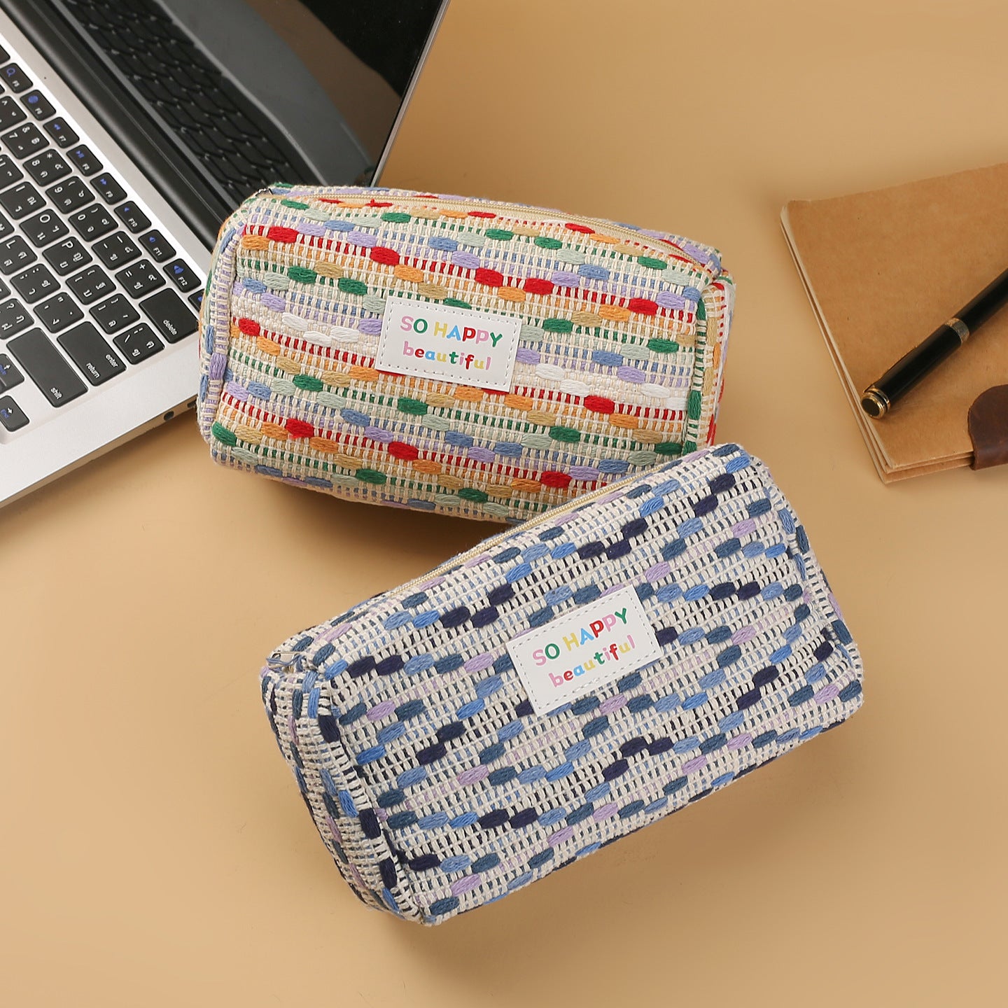 New cute cartoon strawberry cake pencil case versatile girl heart stationery storage bag large capacity pen ruler stationery box