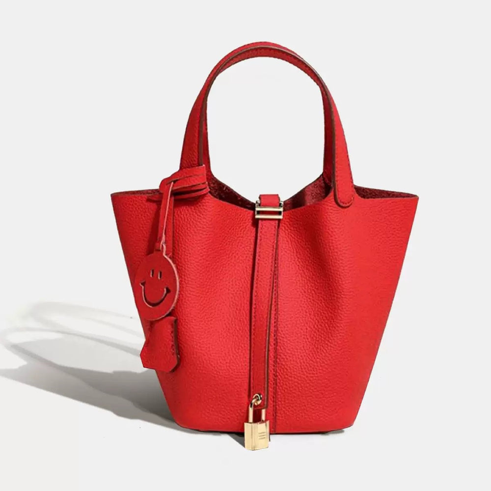 Genuine leather vegetable basket women's bag 2024 bucket bag large capacity satchel bag first layer cowhide classy genuine leather women's bag