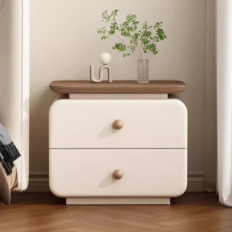 Installation-free cream small bedside cabinet casualfor home modern new arrival bedroom leather storage bedside table wooden adult