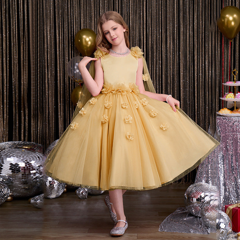 european and american custom-made children's dresses: new high-end floral dresses for little girls, perfect for flower girls, weddings, piano performances, and european & american styles