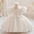 Girls' formal dress - court style mini dress - toddler puff sleeve bow dress - princess dress - cute performance costume