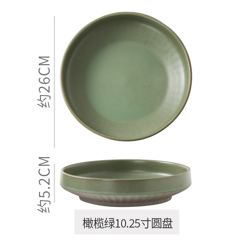 Retro stoneware dinner plate clay deep plate fruit salad plate japanese breakfast dessert plate pasta plate restaurant hotel plate