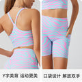 Printing tight high waist yoga suit running outdoor beautiful back fitness shorts tight no embarrassing line sports suit