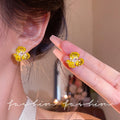 S925 silver needle stylish iris earrings three petals zircon flower fashion earrings classyfashion earrings wholesale