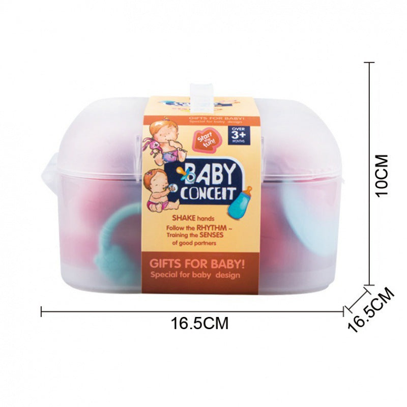 Cross-border export baby newborn toothpaste full moon gift box set 6 months--1-year-old baby hand rattle toy