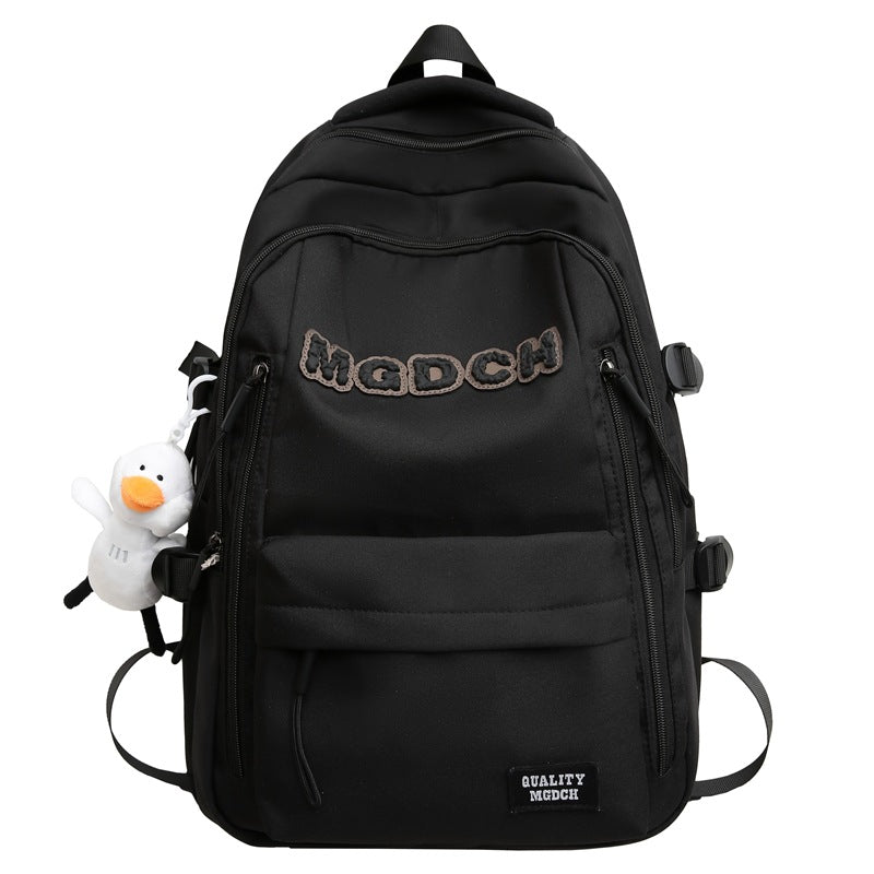 New schoolbag male college students large capacity high school junior high school students fashion versatile casual wear-resistant backpack letter bag