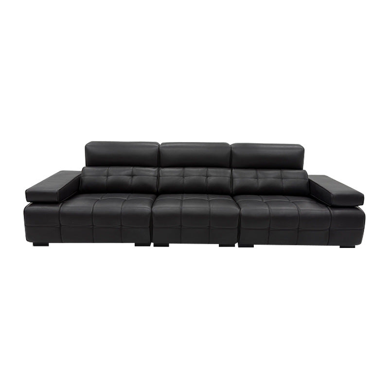 Italian laurence sofa foshan furniture high back genuine leather sofa classy black living room straight row high-end sofa