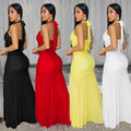 C7656 cross-border   fashion women's elegant solid color bodycon slit dress