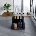 Modern minimalist small apartment balcony solid wood tea table and chair set with integrated tea tray and kettle - 2024 new arrival