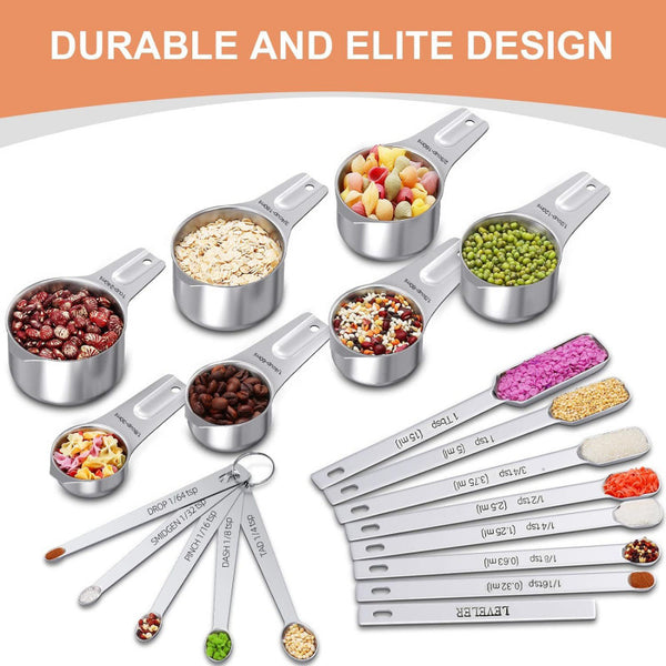 Preferred Stainless Steel Measuring Spoon Set Household Baking Measuring Cup Measuring Spoon Scale Wholesale 21-piece Set Scale Coffee Spoon