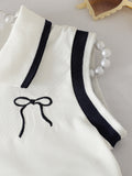 spring/summer new arrival: cross-border girls' polo shirt with bow + a-line pleated skirt two-piece set