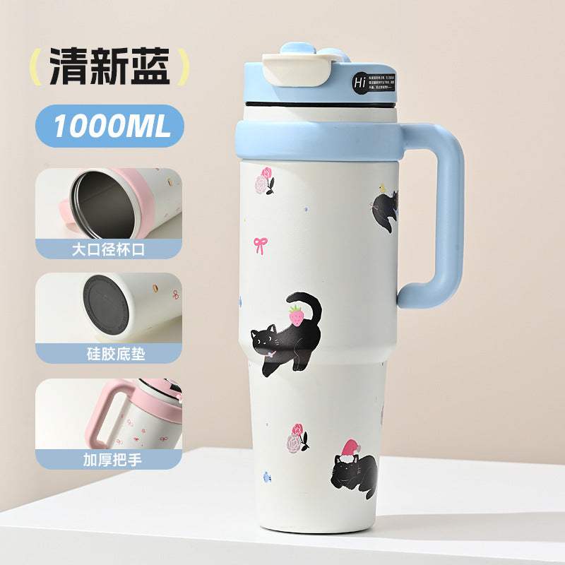 High-value, extra-large insulated tumbler for women - dual-drink design, large capacity ice tumbler, 316 stainless steel straw, car cup