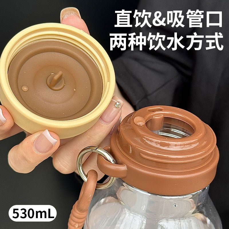 Summer travel plastic water bottle - stylish straw cup, cartoon design, large capacity, outdoor plastic cup - wholesale & customization available