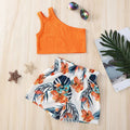 Girls' summer outfit: sleeveless camisole top + floral print shorts set - european & american style