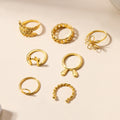 18k ring wholesale european and american cross-border ins style jewelry retro gold leaf flower rabbit horn stacked ring set for women