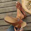2026 spring new arrival: plus-size women's casual comfort wedge sandals with criss-cross straps - one size fits all