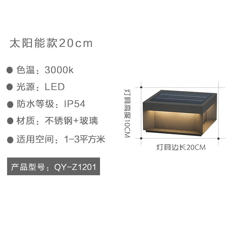 Outdoor solar fence post lights - modern minimalist waterproof lighting for home, villa, and gate pillars
