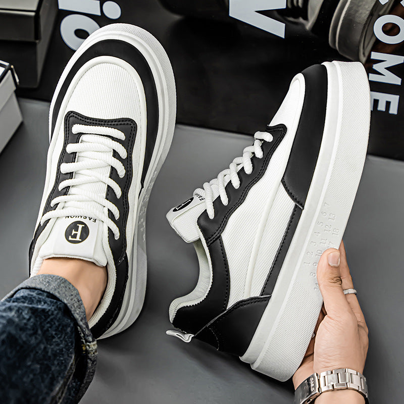 Men's spring 2025 new breathable white sneakers, athletic casual shoes, trendy men's brand, niche anti-slip wear-resistant skate shoes