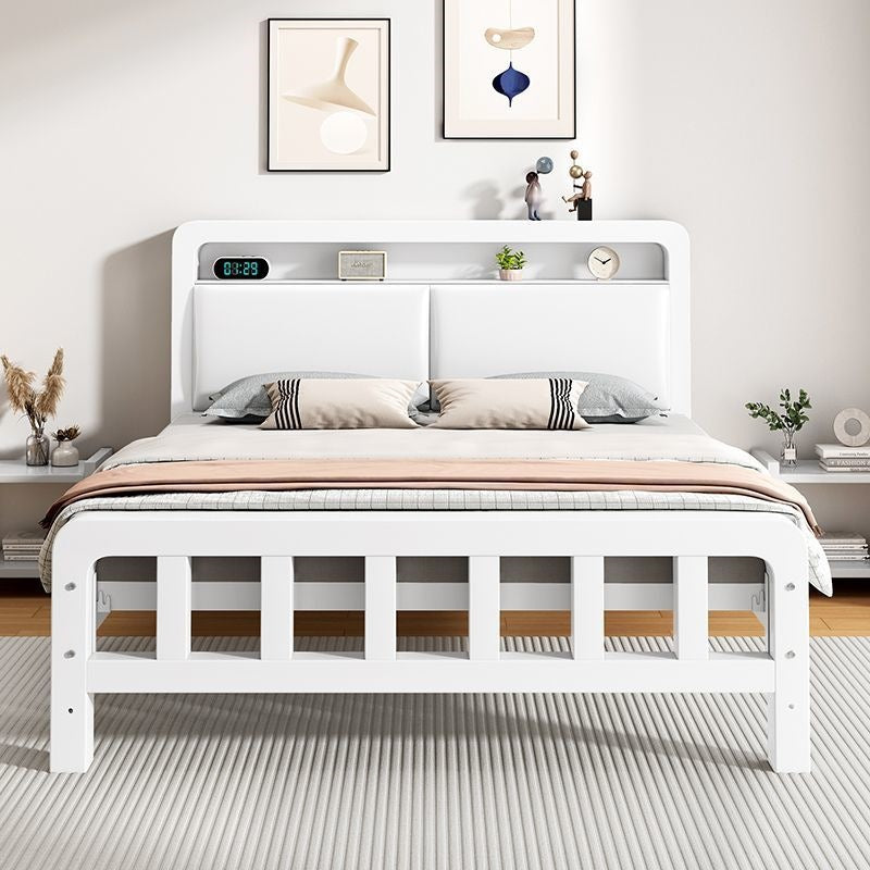 Wrought iron bed double bed for home bedroom kids small apartment single thickened reinforced iron frame bed soft package for rental room