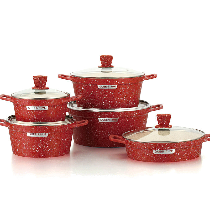 Export high-end die-cast soup pot suit medical stone european and american marble ten-piece set manufacturer wholesale pot suit