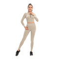 Factory new seamless yoga set: low-cut zipper, peach lift, high-waisted, body-hugging activewear for women