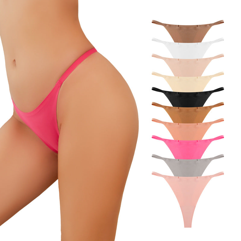 exclusive low-waist seamless sexy thin strap underwear for women one-piece ice silk comfortable breathable quick-drying underwear sports