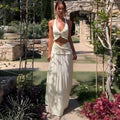 Winternew arrivalfashion style women's fashionsexyv neckhalter suspender tops fungus long skirt two-piece set