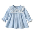 Kids' korean style spring/autumn outfit: girls' long-sleeved pure cotton blue top and pants set - new  collection for toddlers