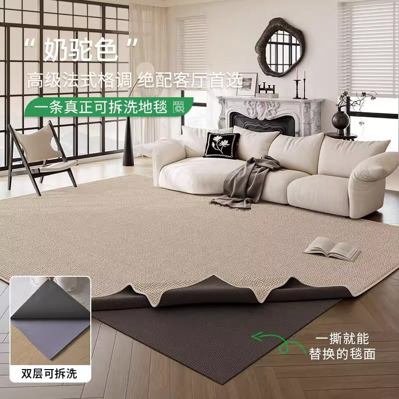Machine washable carpet new arrival living room double layer detachable washable pure color sofa bedroom chenille for home floor mat