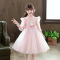 Girls' stylish dress elsa princess dress  new autumn and winter knitted sweater children's skirt mesh gradient