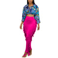 European and american export women's clothing:  casual sexy side-slit irregular tassel solid color butt-lifting midi skirt