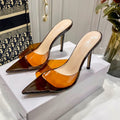 Yx transparent high heel sandals women's 2026 summer new fashion stiletto pointed toe sexy open toe thong sandals for outdoor wear