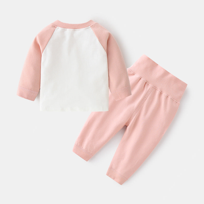 Babibele baby underwear set - autumn/winter thermal underwear for children, class a, raglan sleeve printed two-piece set with high-waisted long johns