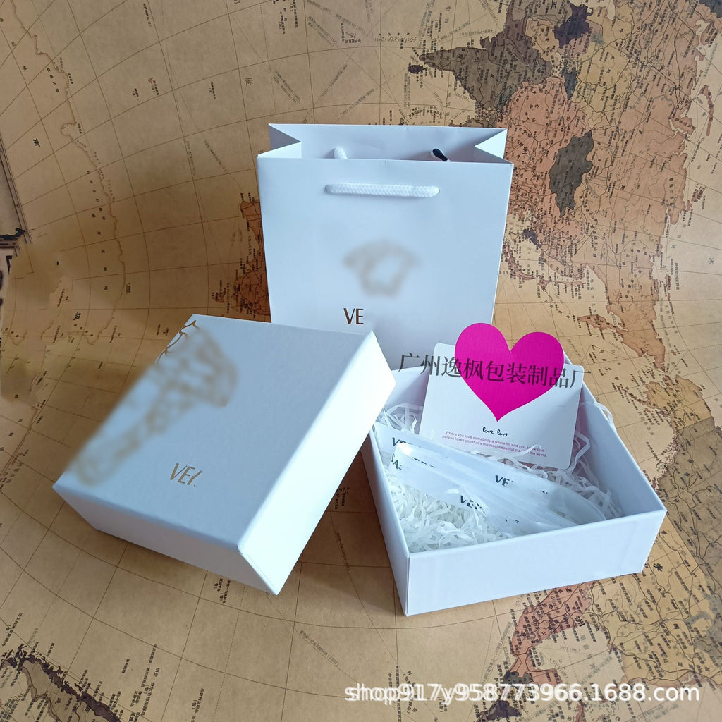 Fansi Pink Diamond Perfume Gift Box White Paper Bag Cosmetic Packaging Empty Box Tote Bag Perfume Gift Box