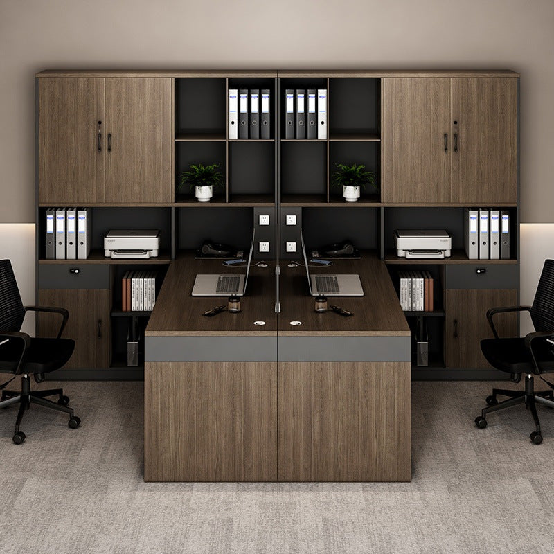 Staff desk and chair office financial computer table high cabinet furniture chair combination staff table modern screen card slot