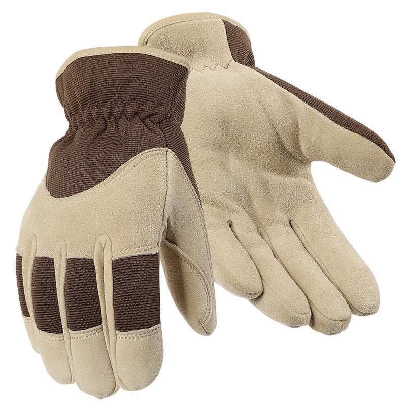 Winter deerskin warm gloves piled thickened non-slip and wear-resistant outdoor snow shoveling cold storage cold protection work gloves