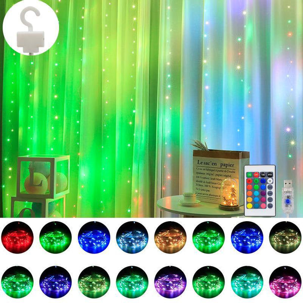 's new curtain light string Christmas 16-color USB copper wire lights led remote control RGB copper wire curtain light string