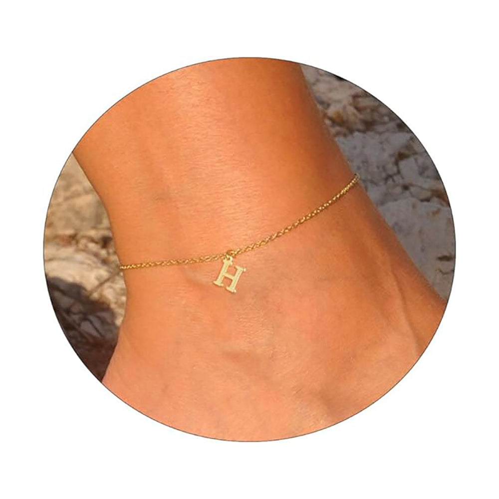 Amazon's new casual14k gold-plated waterproofletter compact 26 english letter women's anklet